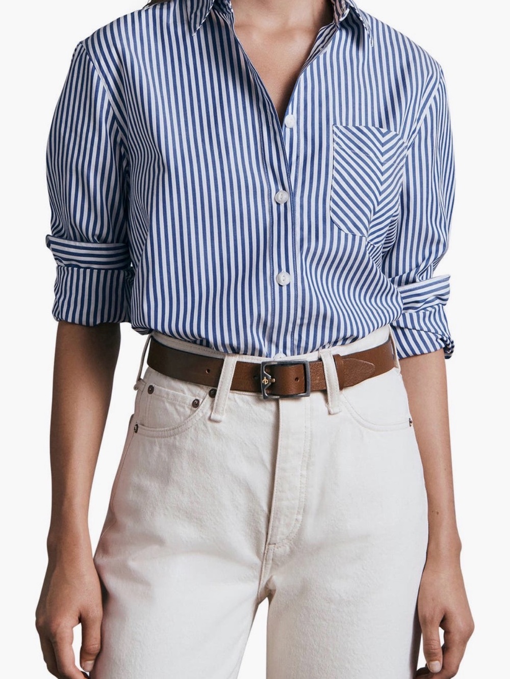 rag & bone ICONS Maxine Stripe Button-Up Shirt – Blue/White – Medium - Picture 3 of 12